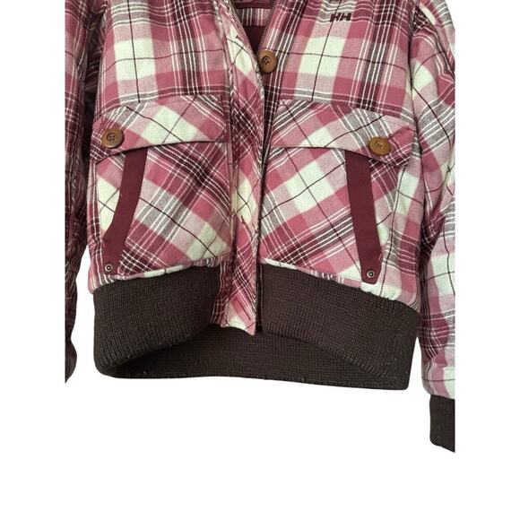 Helly Hansen Women’s Coat Size Medium. Plaid Cotton Outer Shell Fur Hooded - Picture 6 of 12